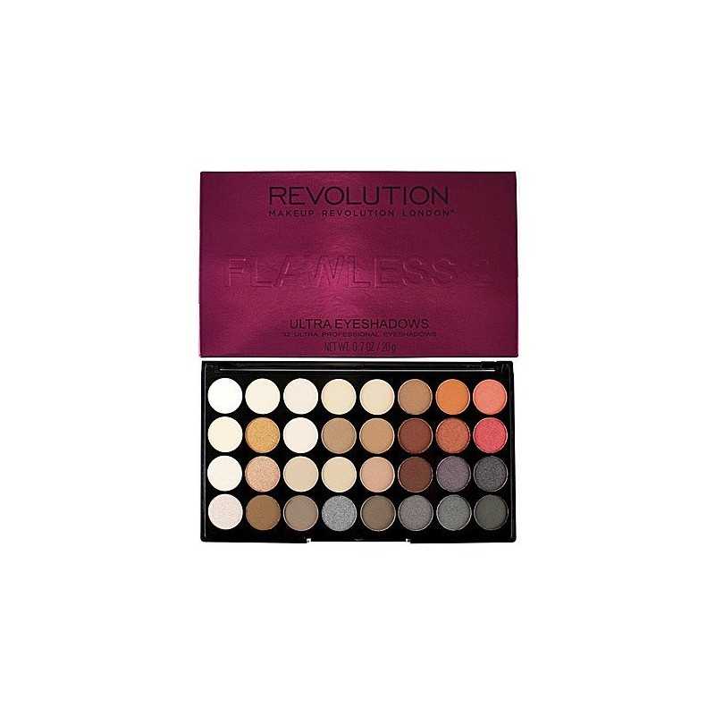 Makeup Revolution 32 Ultra Eyeshadows Flawless 2, cienie matowe, satynowe i z drobinkami Makeup Revolution 32 Ultra Eyeshadows Flawless 2, cienie matowe, satynowe i z drobinkami